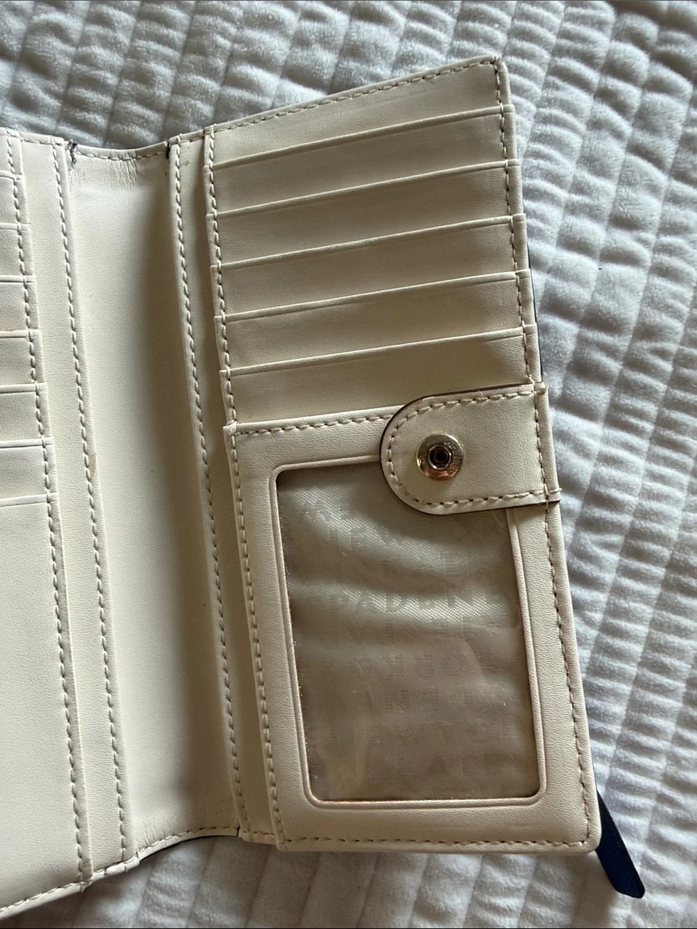 kate spade cobalt blue Saffiano leather continental wallet with gold logo